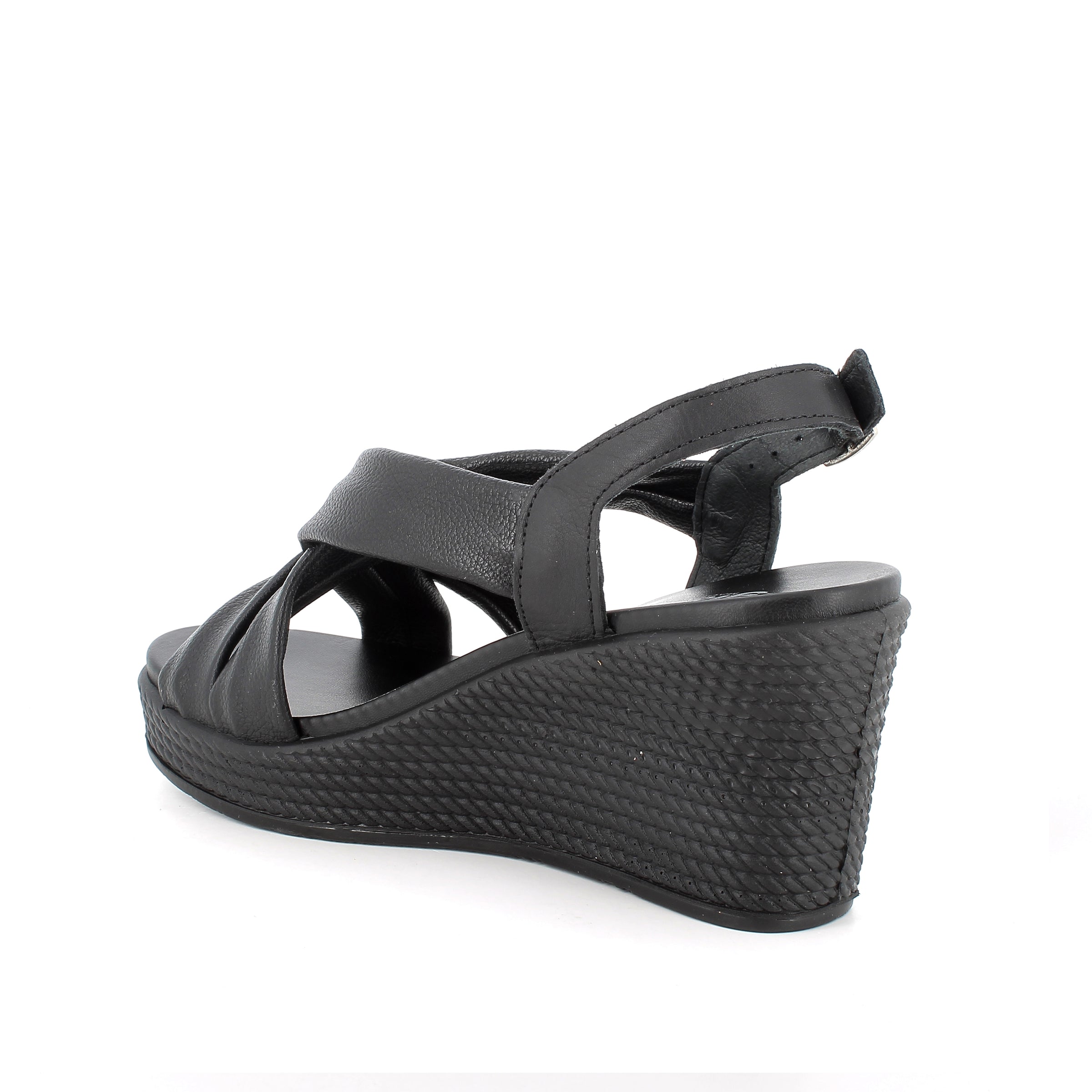 Women’s Black Wedge Fashion Sandals with Buckle Comfortable