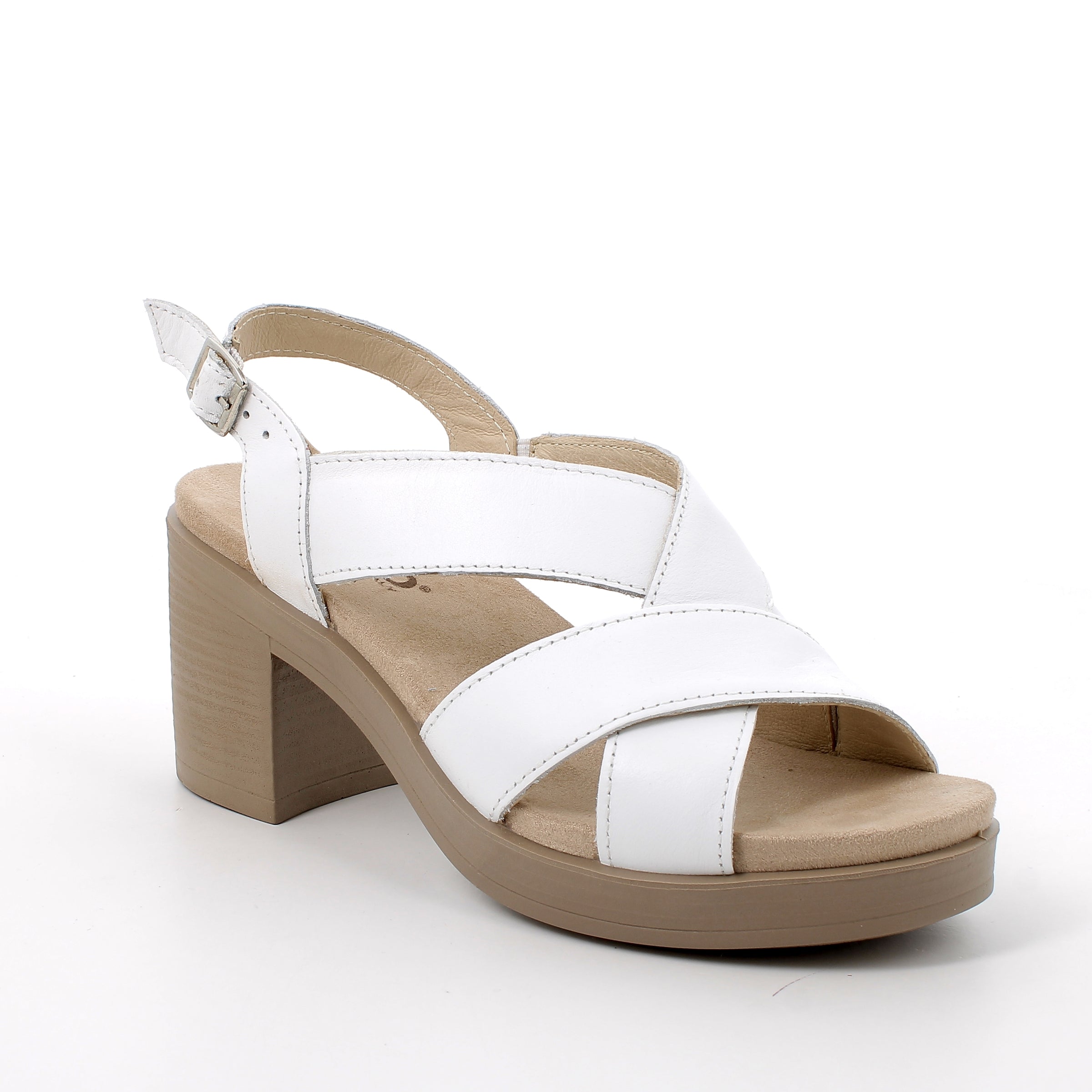 Women’s Leather Heeled Sandals White