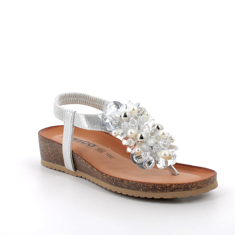 Women’s Thong Sandals Silver with Sparkling Detail