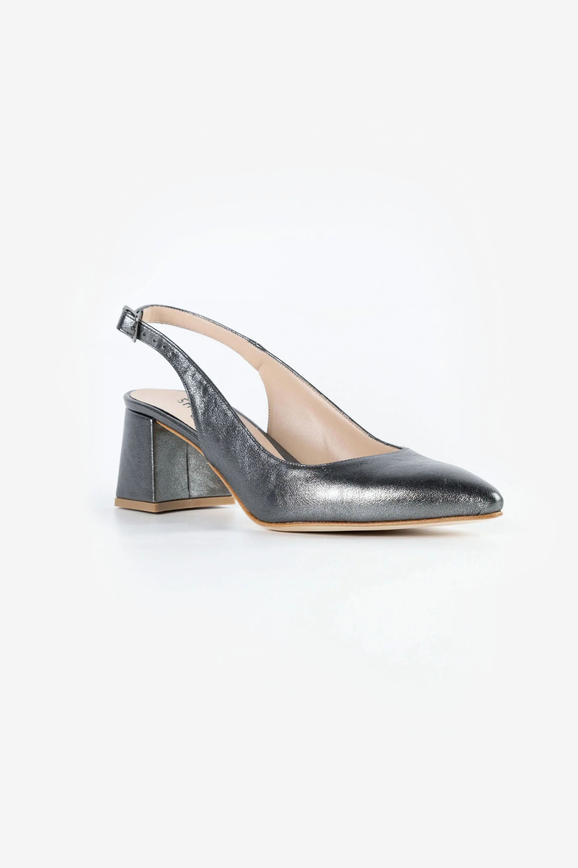 Aria Graphite Vegan Leather Slingback Heels
