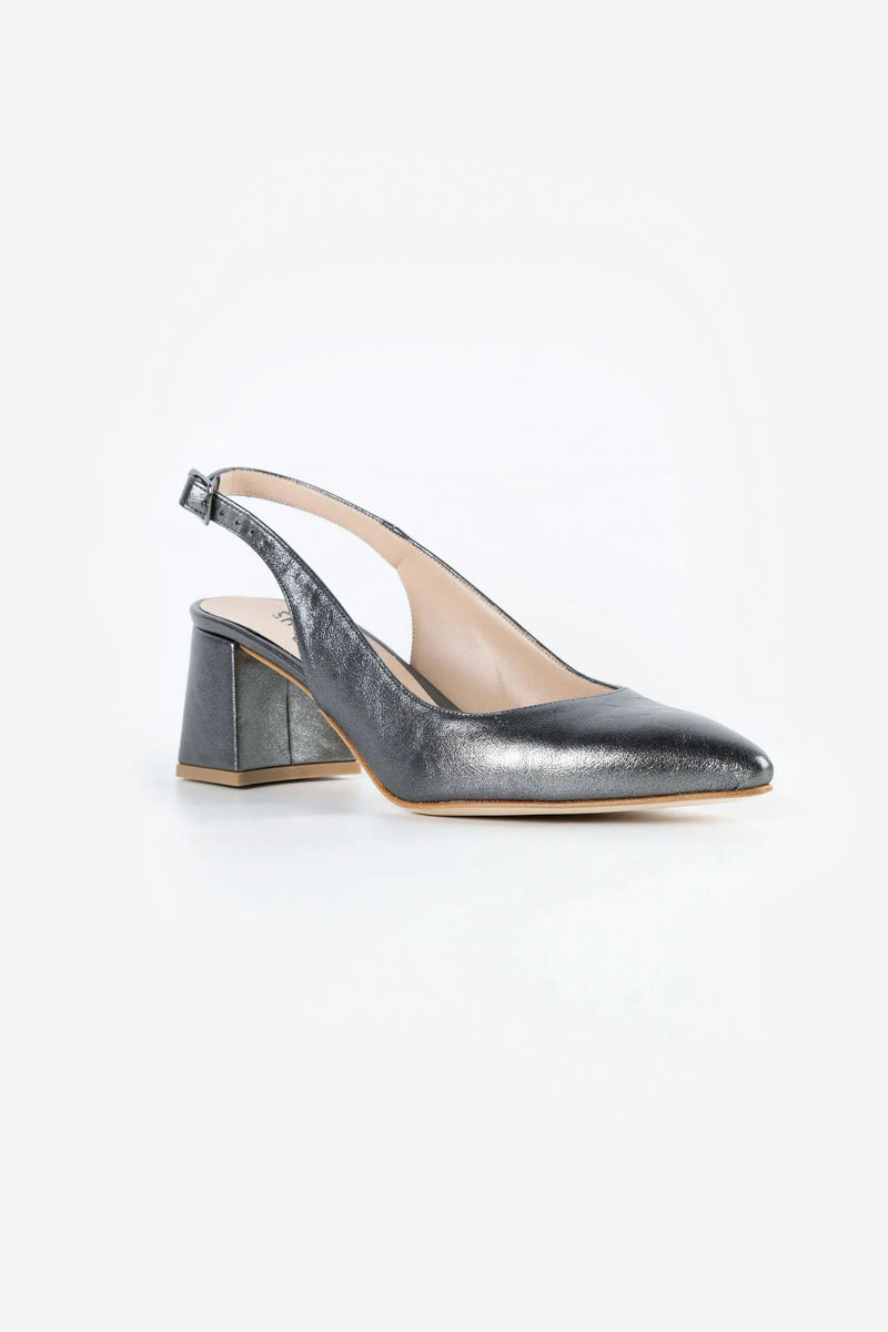 Aria Graphite Vegan Leather Slingback Heels
