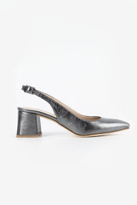 Aria Graphite Vegan Leather Slingback Heels