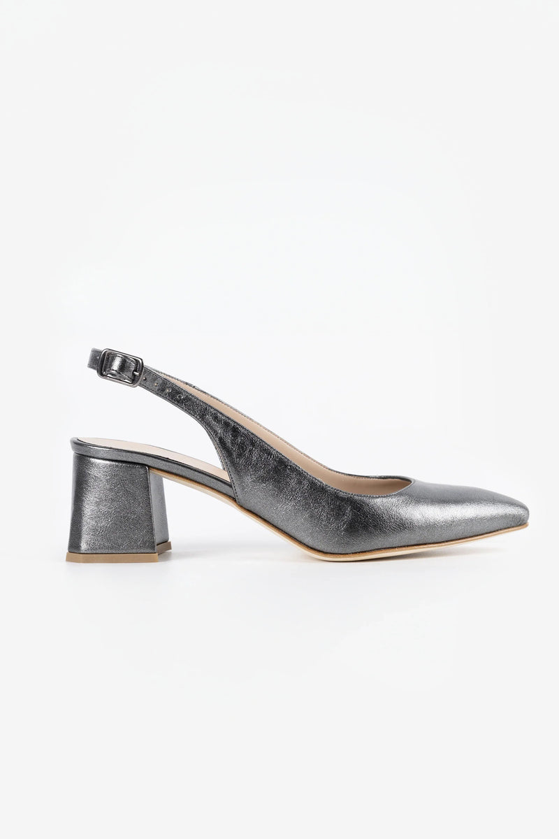Aria Graphite Vegan Leather Slingback Heels