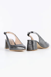 Aria Graphite Vegan Leather Slingback Heels