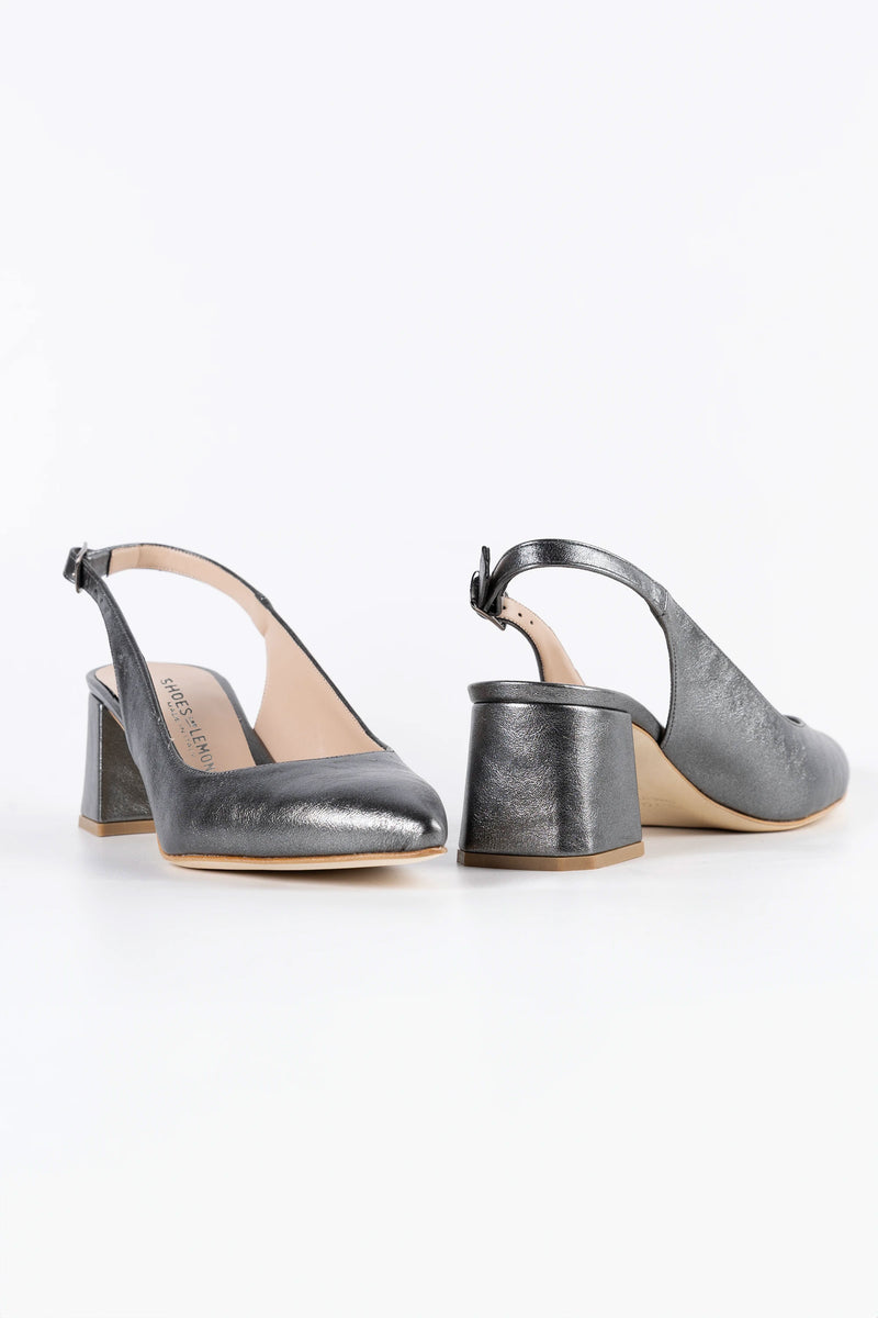 Aria Graphite Vegan Leather Slingback Heels