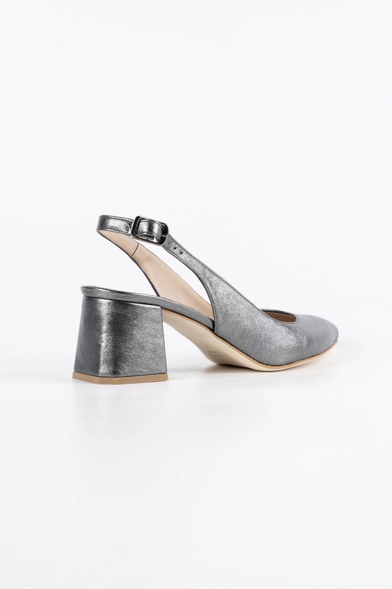 Aria Graphite Vegan Leather Slingback Heels