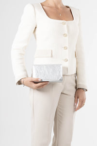 Diva Silver Vegan Leather Chain Clutch