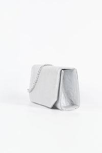 Diva Silver Vegan Leather Chain Clutch