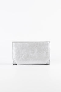 Diva Silver Vegan Leather Chain Clutch