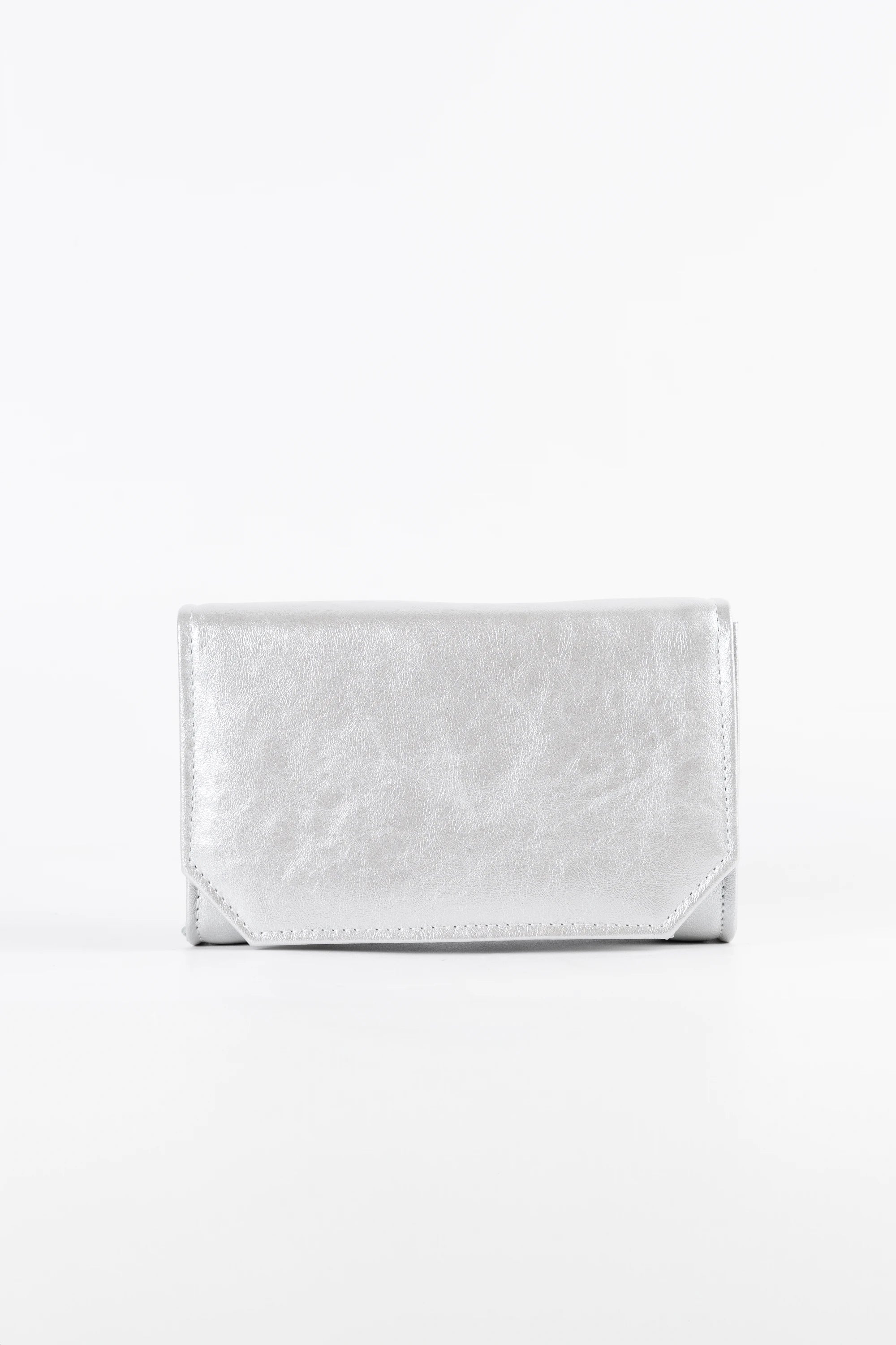 Diva Silver Vegan Leather Chain Clutch