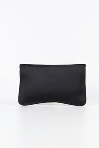 Noir Black Satin Chain Clutch