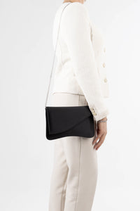 Noir Black Satin Chain Clutch