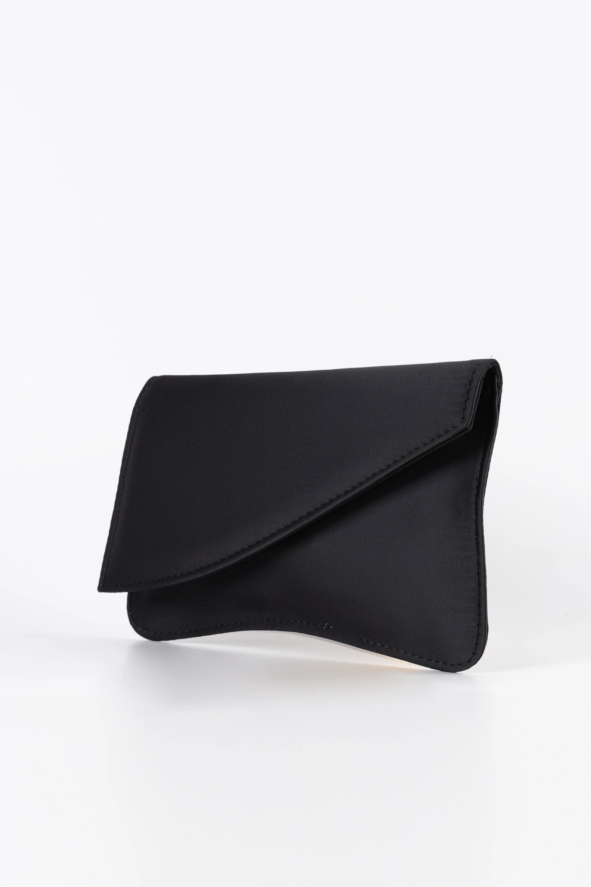 Noir Black Satin Chain Clutch