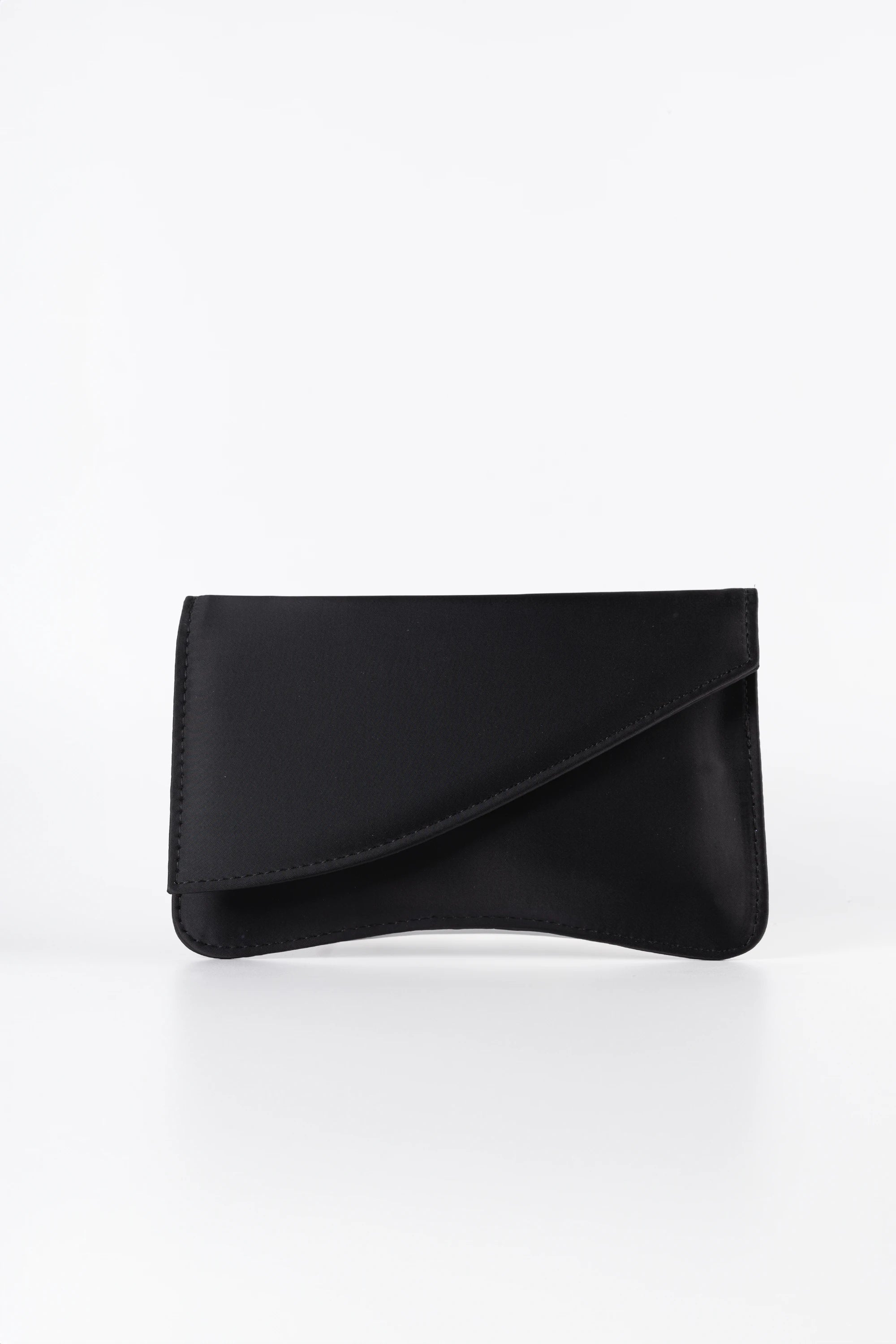 Noir Black Satin Chain Clutch