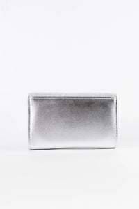 Dolce Silver Textured Glitter and Vegan Leather Chain Clutch