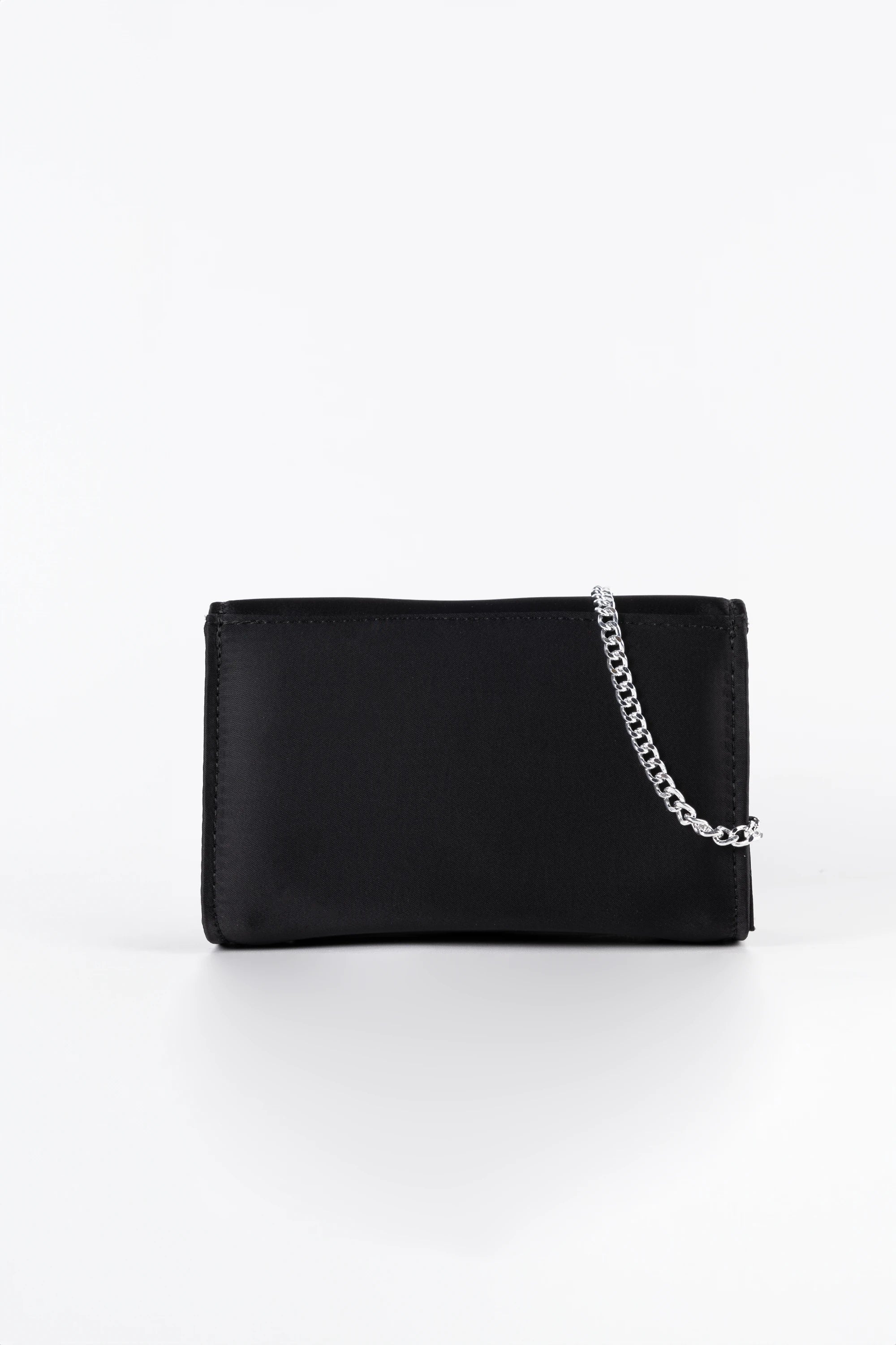 Diva Black Satin Chain Clutch