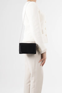 Diva Black Satin Chain Clutch