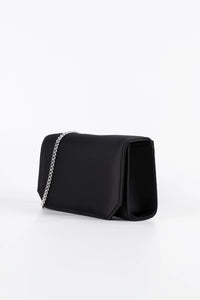 Diva Black Satin Chain Clutch