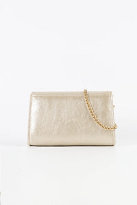 Petite Platinum Vegan Leather Chain Clutch