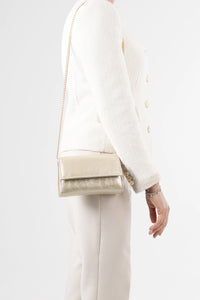 Petite Platinum Vegan Leather Chain Clutch