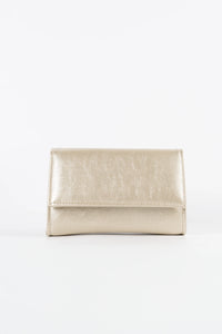 Petite Platinum Vegan Leather Chain Clutch
