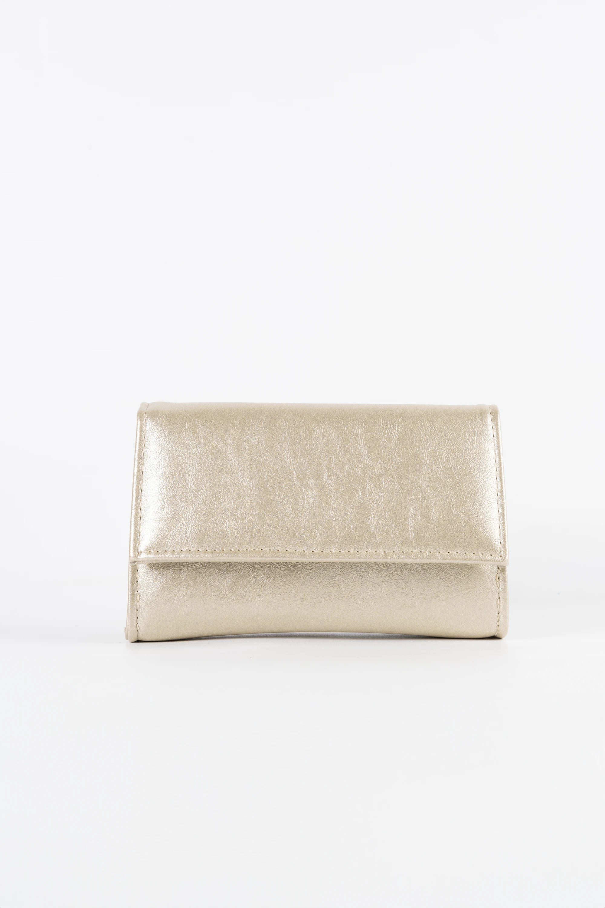 Petite Platinum Vegan Leather Chain Clutch