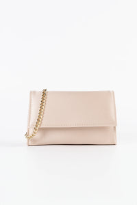 Petite Satin Blush Pink Chain Clutch