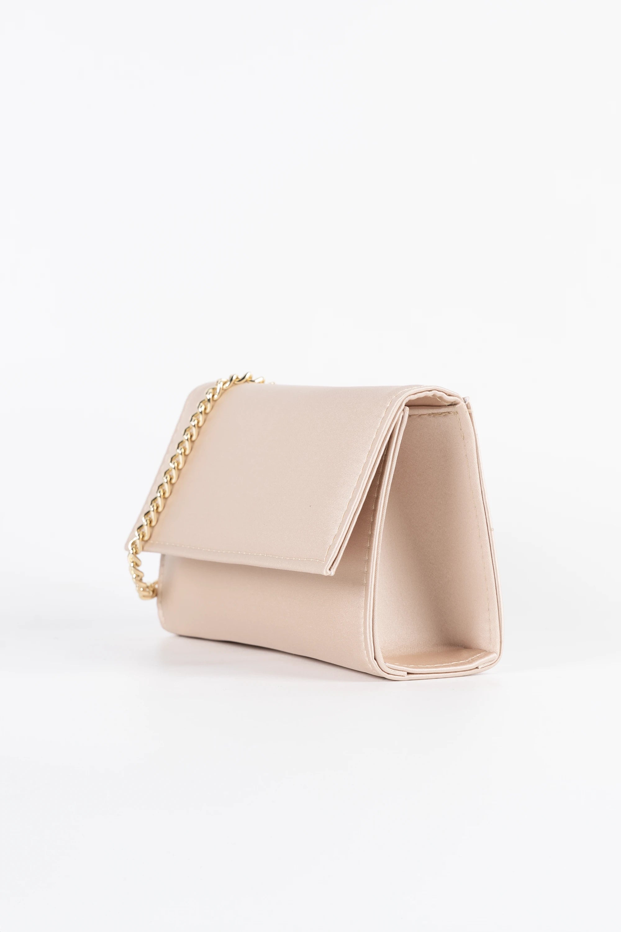 Petite Satin Blush Pink Chain Clutch