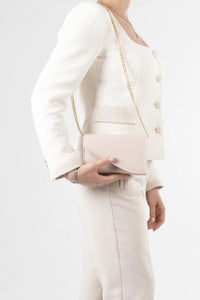 Sofia Blush Pink Vegan Leather Chain Clutch