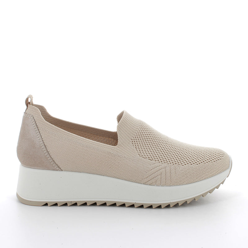 Beige slip-on shoe with a white sole made in italy