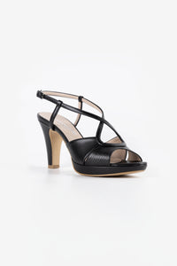 Bella Black Vegan Leather Platform Sandals