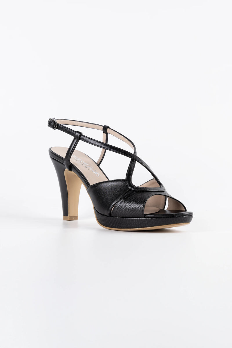 Bella Black Vegan Leather Platform Sandals