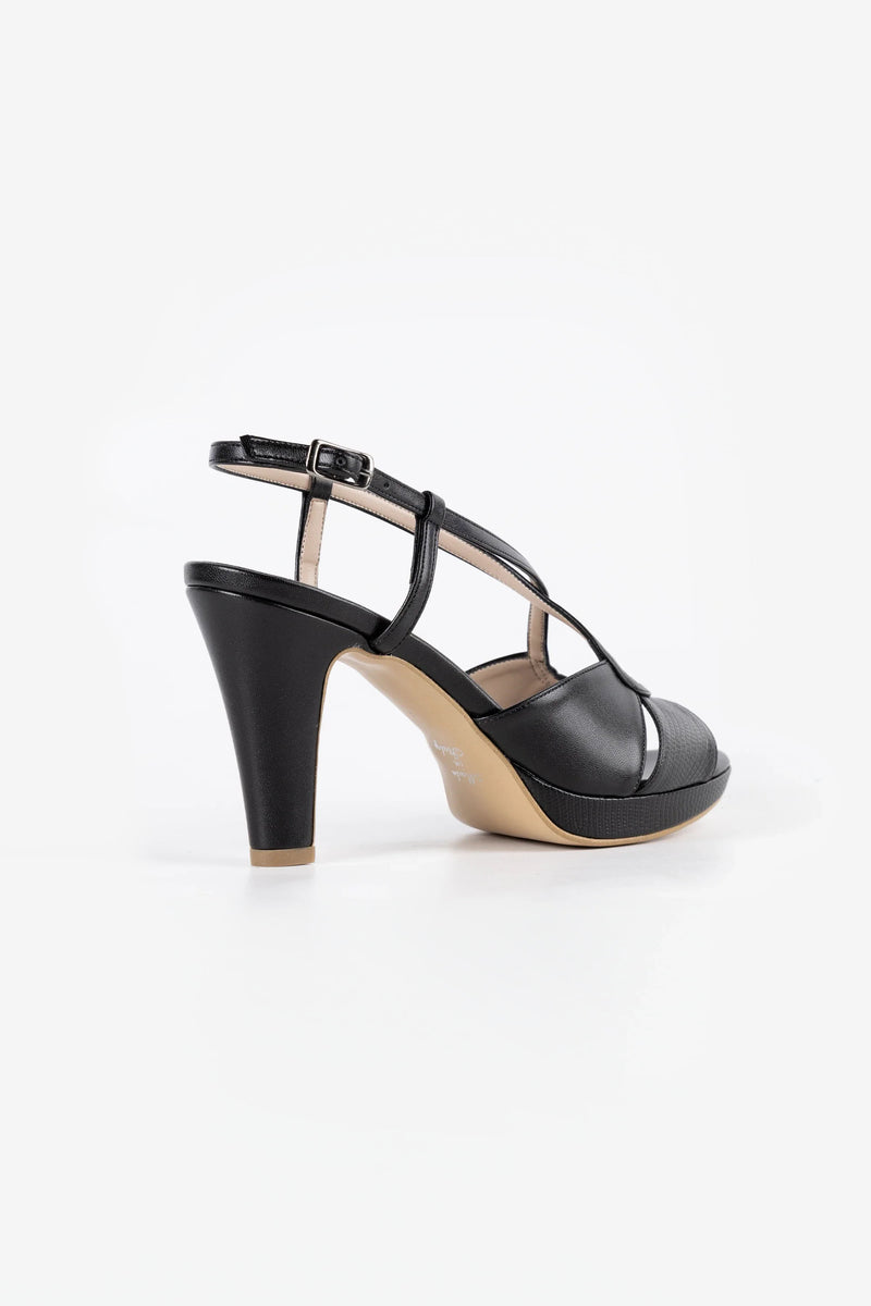 Bella Black Vegan Leather Platform Sandals