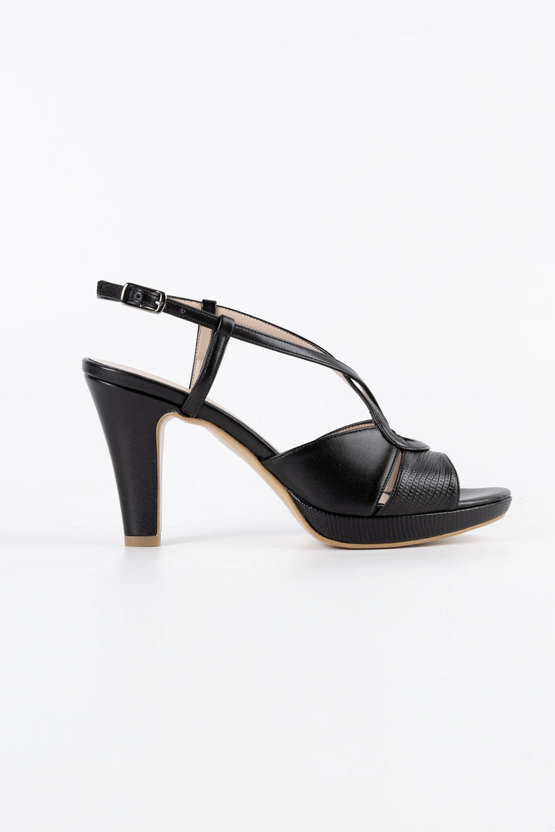 Bella Black Vegan Leather Platform Sandals