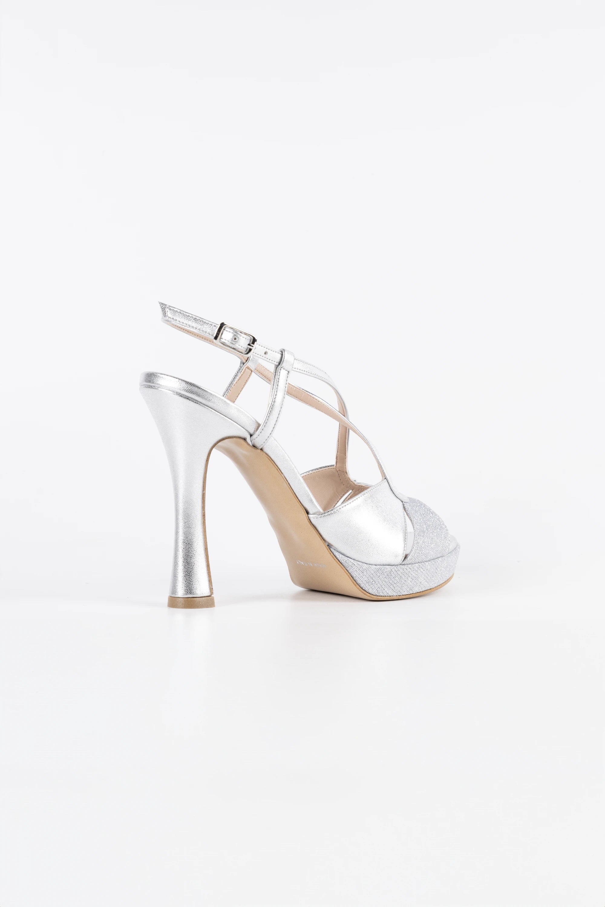 Bella Silver Metallic and Glitter Vegan Leather Platform Sandals