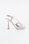 Bella Silver Metallic and Glitter Vegan Leather Platform Sandals