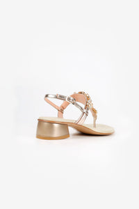 Capri Platinum Champagne Crystal Jeweled Leather Sandals