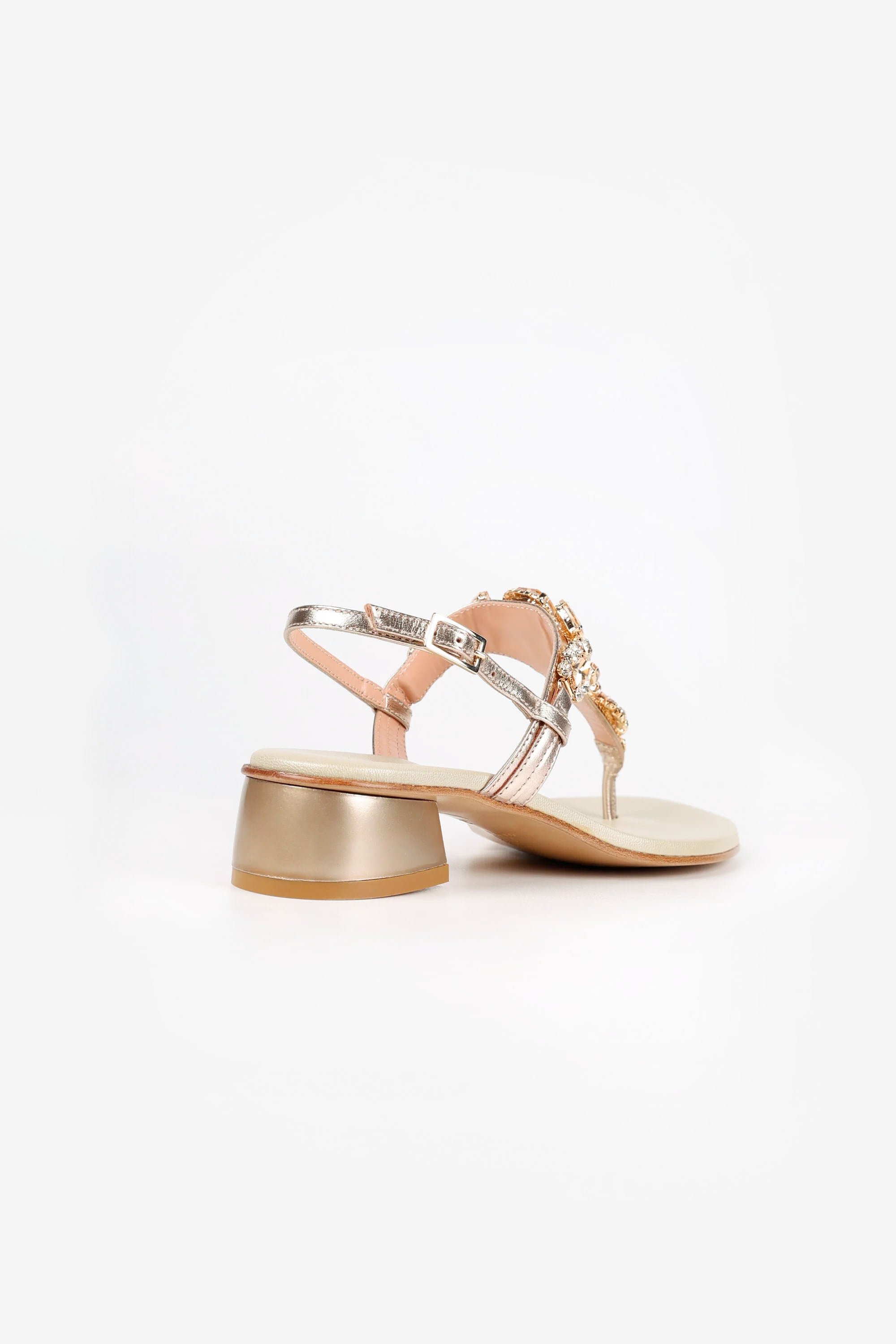 Capri Platinum Champagne Crystal Jeweled Leather Sandals