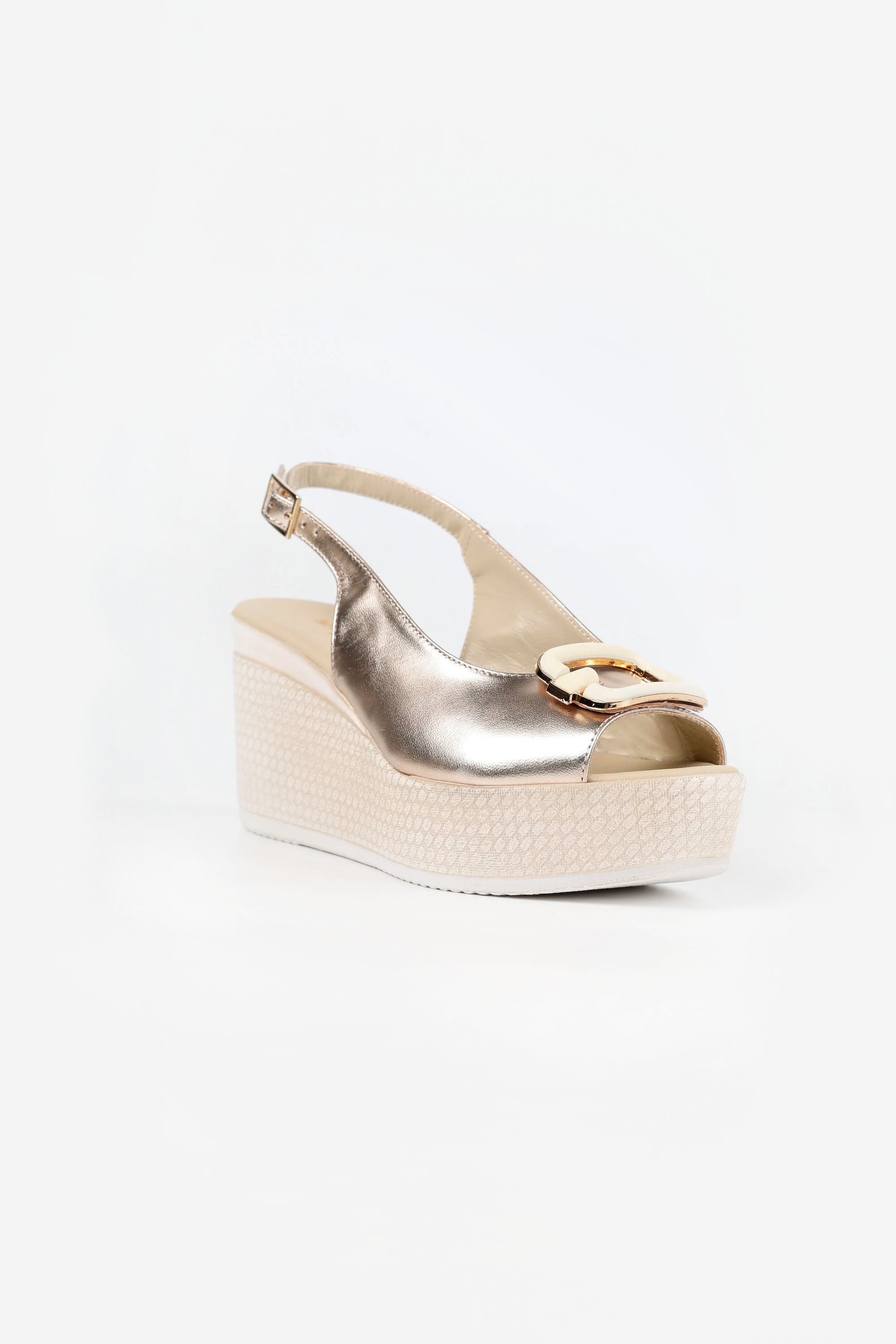 Glam Platinum Comfort Wedge Sandals