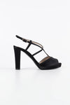 Luna Black Satin Platform Strappy Sandals