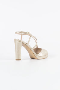 Luna Platinum Metallic Vegan Leather Platform Strappy Sandals