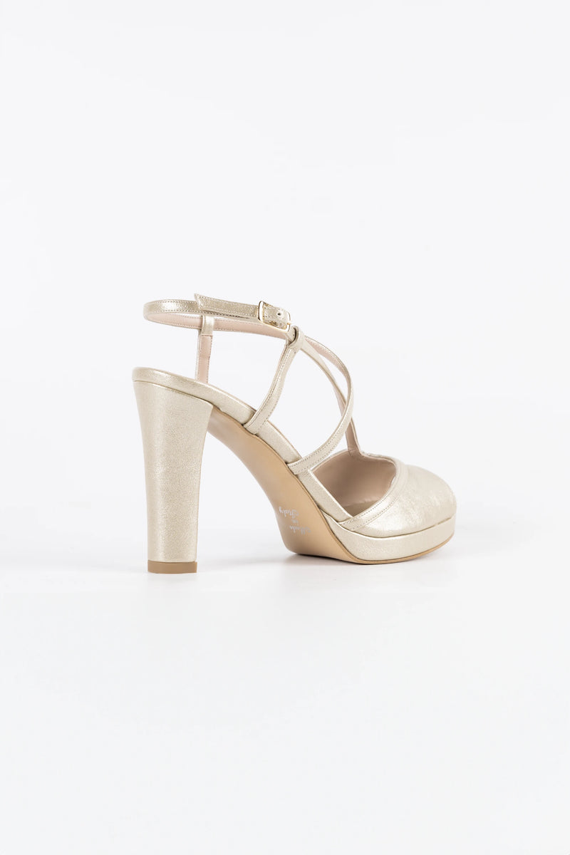 Luna Platinum Metallic Vegan Leather Platform Strappy Sandals