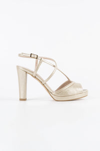 Luna Platinum Metallic Vegan Leather Platform Strappy Sandals