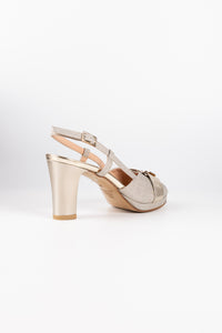Bellagio Platinum Glitter and Leather Platform Sandals