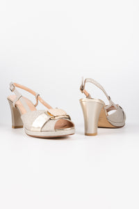 Bellagio Platinum Glitter and Leather Platform Sandals