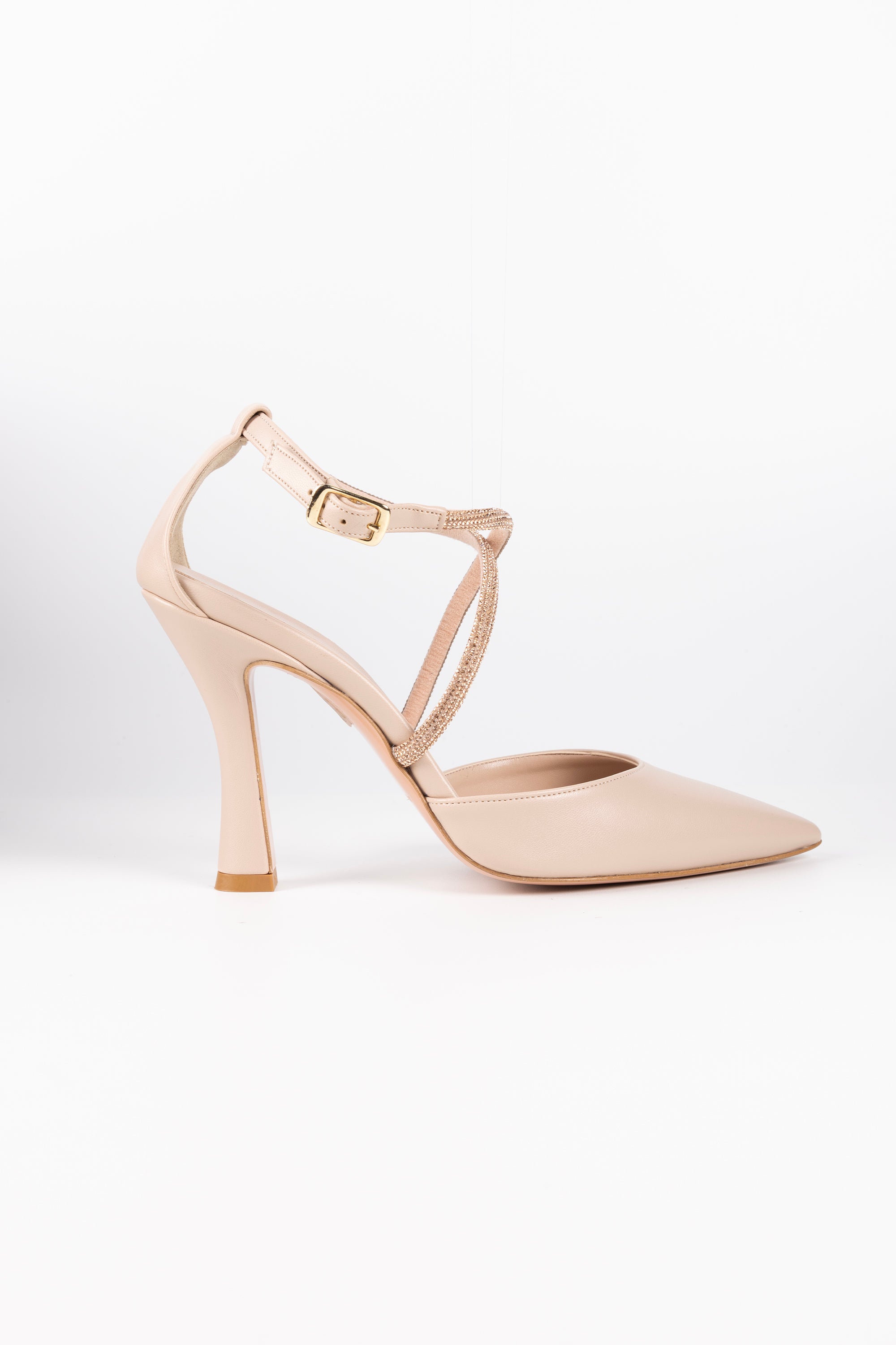 Noemi Blush Pink  Heels with Crystal Straps