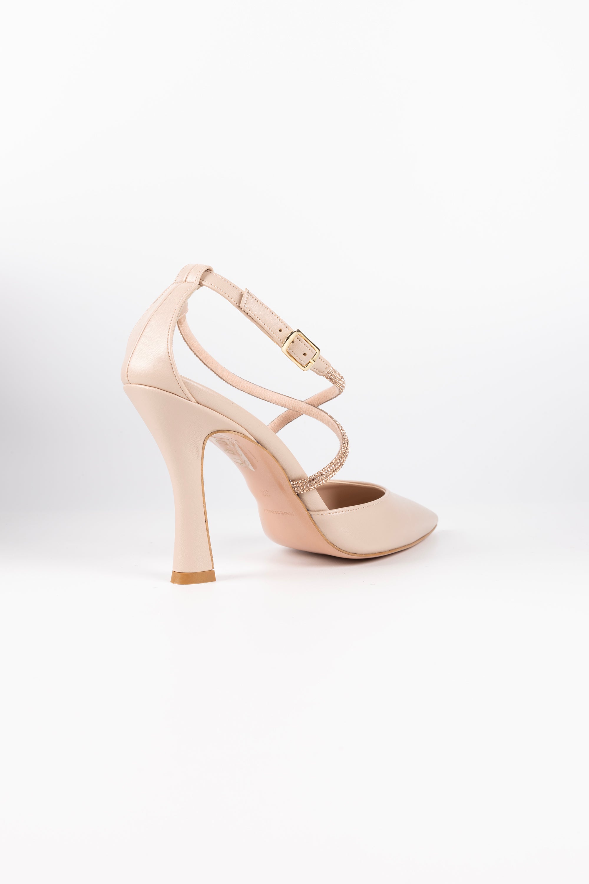 Noemi Blush Pink  Heels with Crystal Straps