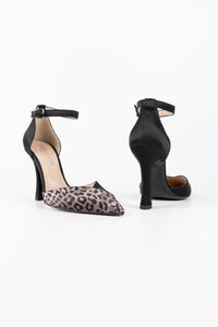 Mia Black and Leopard Print Heels