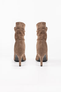Paris Genuine Suede Ankle Booties with Slim Heel