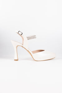 Stella Pearl White Platform Heels with Crystal Straps
